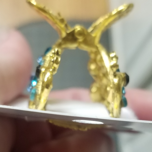NWT Blue Gems & Gold Enamel Peacock Medium Hair Clip! - Picture 7 of 14